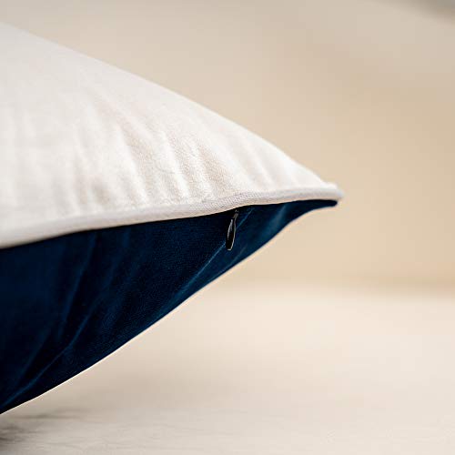 Yangest Navy Blue Patchwork Velvet Lumbar Pillow Cover With Gold Striped Leather Cushion Case Modern Luxury Pillowcase For Sofa Couch Bedroom Living Room Home Decor,12 Inchx20 Inch thumb #3