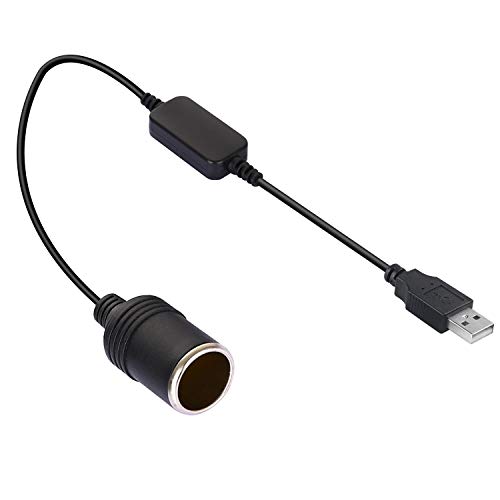 AJDPOI USB A Male to 12V Car Cigarette Lighter Socket Female Step Up Cable Inverter Converter for Lighters Driving Recorder GPS E-Dog and More-Black (0.98FT/0.3M)