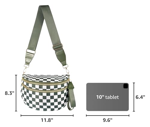 Image of Checkered Crossbody Bag, Bum Bags for Women Crossbody,Spacious Sling Bag Purse Fanny Packs with Shoulder Strap