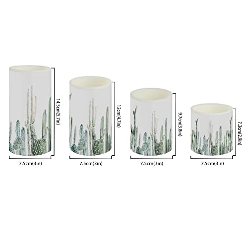 Image of Green Cactus Flameless Candles Battery Powered with Multicolor Timer Remote Control Everlasting Fake Candles for Party Garden Indoor Outdoor Decor