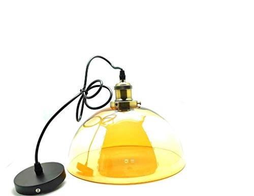 Fbright Lámpara Colgante de Techo e27 Semiesfera Cristal, Ambar Cover
