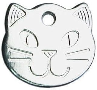 County Engraving Personalised Solid Chrome, Durable Cat Head Pet ID Tag Disc (Engraved Free)