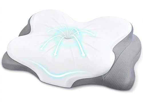 Cervical Neck Pillow Ergonomic Memory Foam Pillows for Neck Pain Relief with Breathable Pillowcase Contour Neck Support Pillow for Side Back Stomach Sleepers Odorless