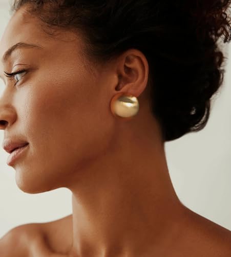 Gold Geometric Earrings for Women, Chunky Gold Dangle Earrings Trendy Vintage Statement Earrings Dupes Jewelry for Her2