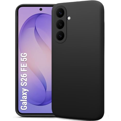 Image of TheGiftKart Genuine Liquid Silicone Back Cover Case for Samsung Galaxy SXVI FE 5G | Soft Micro-Fibre Lining Inside | Camera Protection Bump | Shockproof Back Cover Case (Silicone, Black)