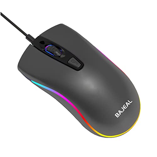 MatureGirl Wired Gaming Mice,Computer RGB Gaming Mouse Wired Backlight Ergonomic USB Corded 4-Button Mobile Office Optical Mice for Computers and Laptops,3 DPI Up to 1600 DPI (Black)