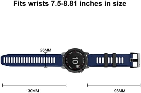 ISABAKE Pasek kompatybilny z Fenix 6X / Fenix 5X/5X Plus/Fenix 6X Pro/Fenix 7X/Fenix 3/Fenix 3 HR/Tactix/Descent MK1/D2 Delta PX/D2, QuickFit, 26 mm, silikonowy pasek do zegarka, sportowy pasek do