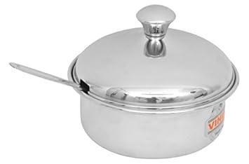 Vinod Stainless Steel Butter Pot with Lid and Spoon, 100 gm, Silver