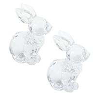 ADOCARN 2pcs Cute Bunny Ornaments Crystal Rabbit Figurines Bunny Decor for Home Wedding Easter Car Realistic Decor