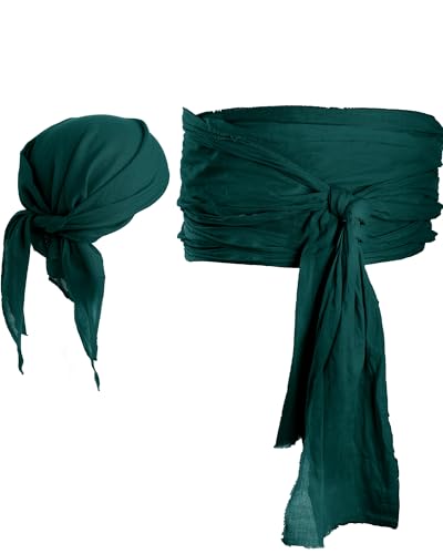 SATINIOR Halloween Pirate Costume Accessories Medieval Costume Bandana Headscarf Sash Belt for Women and Men