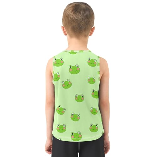 J JOYSAY Cartoon Frog Head Pale Boys Tank Top Sleeveless Muscle Shirts Quick Dry Kids T-Shirts 3-15T3