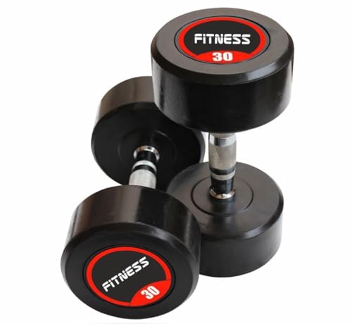 Image of Bouncer Dumbbell Set 30 kg x 2 (Total 60 kg) | Non Adjustable Solid Gym Dumbbells Pair | Heavy Weight Strength Training & Home Gym Workout Dumbbells (Black, 30kg)