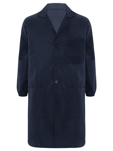 Image of Oyolan Men's Exterior Pocket Long Sleeve Work Coat Button Down Wear Resistant Cotton Jacket Lab Coat