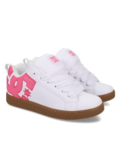DC Women's Court Graffik Sneaker, White/Pink/Gum, 8