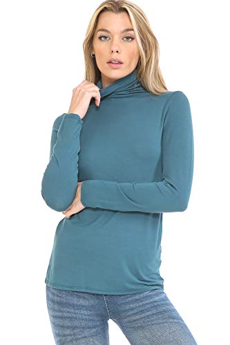 Image of Women's Lightweight Long Sleeve Turtleneck Top Pullover Sweater (S-3XL)