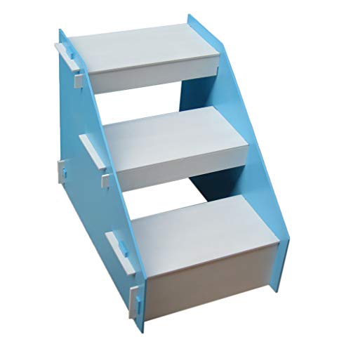 Ménage Échelle portative, taille en bois 40 * 60 * 48CM d'échelle de démontage d'échelle de balcon de maison d'échelle d'animal familier Épaissie (Couleur : Bleu, taille : 40 * 60 * 48CM) Cover