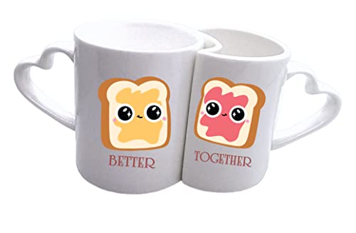 Better Together - Cute Peanut Butter & Jelly Sandwich Design Couple Mugs -Lover Gifts Music Lover Mug for Husband Boyfriend Girlfriend- Gift Ideas -Valentine Days -Special Gifts- Gifts under $30.00