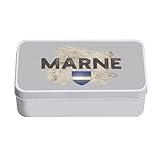 Fabulous Boite en Métal Gris - Marne Departement 51 Chalons en Champagne Carte Ancienne - 11 x 18,5 x 5,5 cm - Boite de rangement, clé, outils, boite à Lunch, Sucre, Biscuit