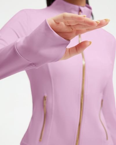Image of SUUKSESS Women Golden Full Zip Up Workout Cropped Jackets Lightweight Athletic Yoga Tops