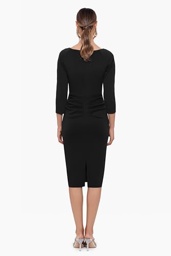 Xscape Women's 3/4 Sleeve V-Neck Side Ruched Midi Dress (Reg and Petite)2