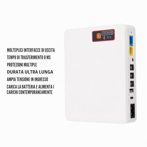 Asixxsix Mini USV DC 20000 MAh Batterie Backup, Unterbrechungsfreie Stromversorgung mit Betriebsanzeige, Bis zu 10 Stunden, Mini USV für Router, Modem, Kamera, USB Typ C POE (EU-Stecker)