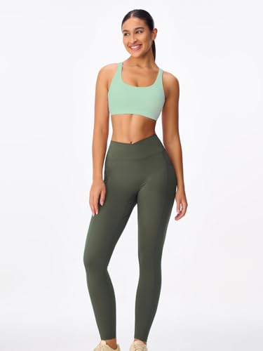 Image of Women's Strappy Sports Bras Light Compression Crop Criss Cross Back Padded Workout Yoga Bra Supportive U Neckline