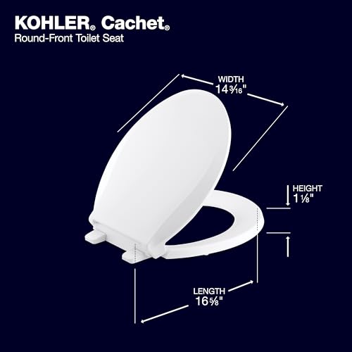 Kohler 4639-RL-0 Cachet ReadyLatch Quiet Close Round Toilet Seat, White - Image 3