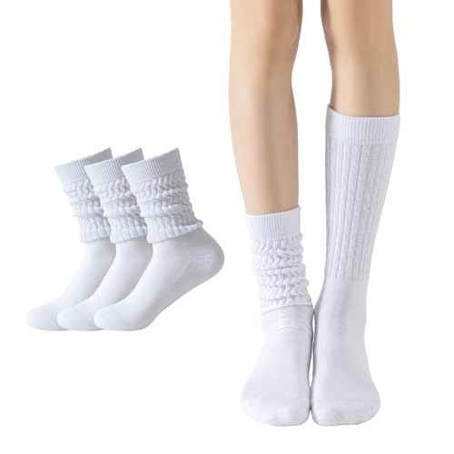 Image of Flydo Slouchy Socks for Women White Scrunch Slouch Boot Sock