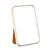Minkissy Draagbare make-upspiegel, opvouwbare vierkante make-upspiegel, reismake-upspiegel, draagbare tafelspiegel (beige)