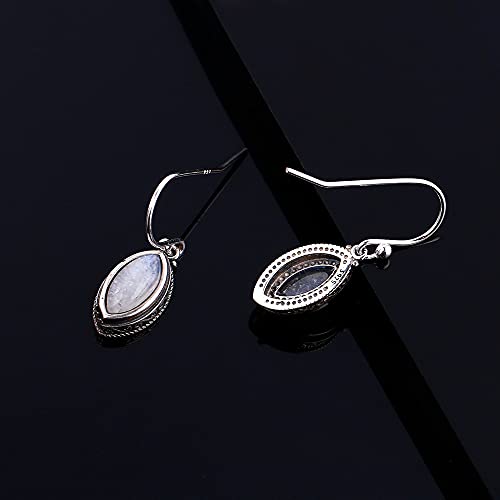 Boucles d'oreilles oeil de cheval en pierre de lune naturelle pour soirée chic