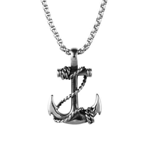 Homeaura Mens Nautical Anchor Stainless Steel Pirate Pendant Necklace with 22-Inch Chain (B0D1RFQZHD) Amazon Price History, Amazon Price Tracker