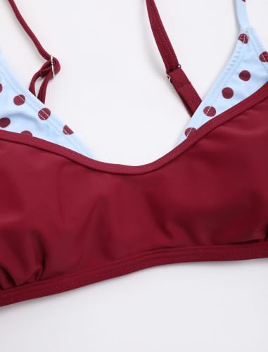 Image of ZAFUL Women's Polka Dots Bikini Set Double Layer Halter 2 Piece Swimsuit
