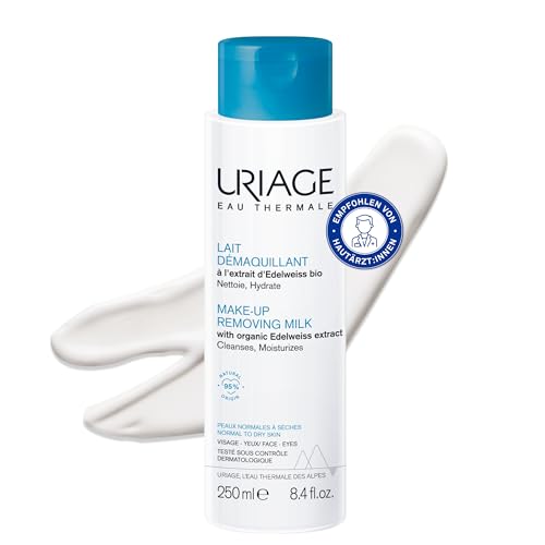 Uriage Reinigungsmilch mit Bio-Edelweiß - Gesicht & Augen - Reinigt, spendet Feuchtigkeit & macht die Haut weich - fruchtiger & blumiger Duft - hohe Verträglichkeit - 250ml