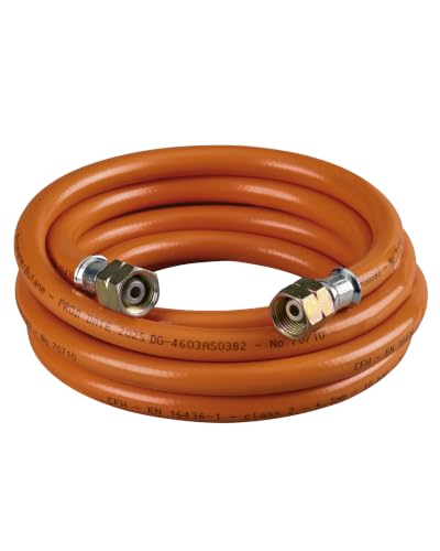 CFH Gasschlauch VS 500 – 5 m, G 3/8' LH, Ersatz- und Verlängerungsschlauch für LPG/Propan/Butan, für Abflamm- oder Gaslötgeräte, DVGW zertifiziert