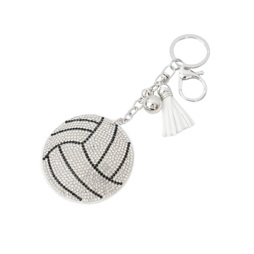 WJR Sparkling Sport Ball Keychain Rhinestone Baseball Football Key Ring Shining Gift for Sport Lover Purse Bag Accessories-volleyball