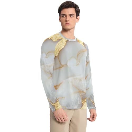Marble White White UPF 50+ Long Sleeve Sun Shirt Breathable Comfort Men's Sun Shirt Long Sleeve Outdoors3