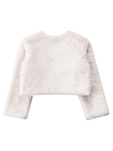 Kids Girls Faux Fur Wraps Shawl Jacket Bolero Shrug Flower Girls Tippet Cardigan Winter Dress Cover Up Outwear4