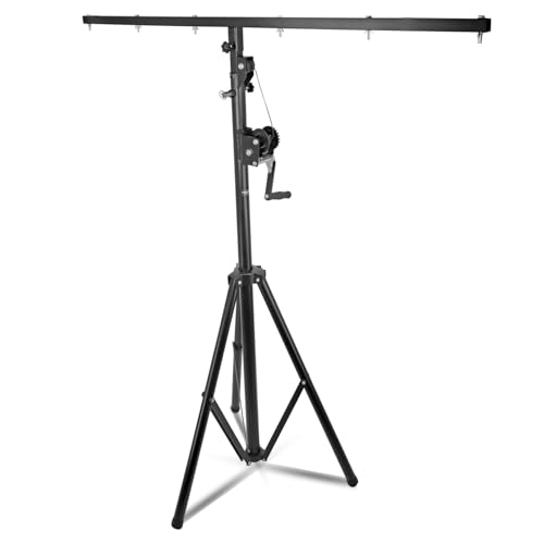 5 Core DJ Light Stand Stage Lighting Truss System Hand Crank Up Portable Heavy Duty Height Adjustable 109 Inches Tripod T bar Mount - LS 110 CRANK