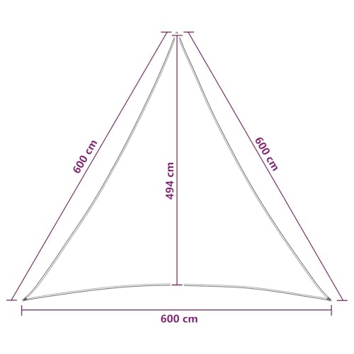 Voile d'ombrage triangulaire 6x6x6m polyéthylène avec cordes