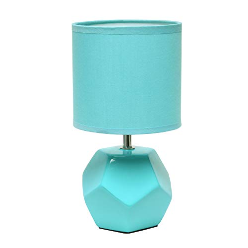 Simple Designs LT2065-BLU Round Prism Mini Table Lamp with Matching Fabric Shade, Blue