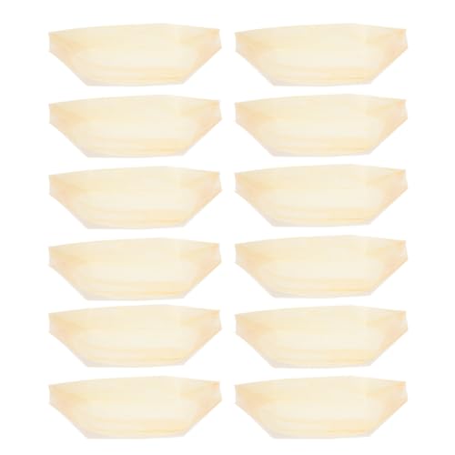 KALLORY 50 platos desechables de madera en forma de bote miniatura 1