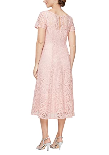 Image of S.L. Fashions Womens Stretch V-Neck Tea Length Dress