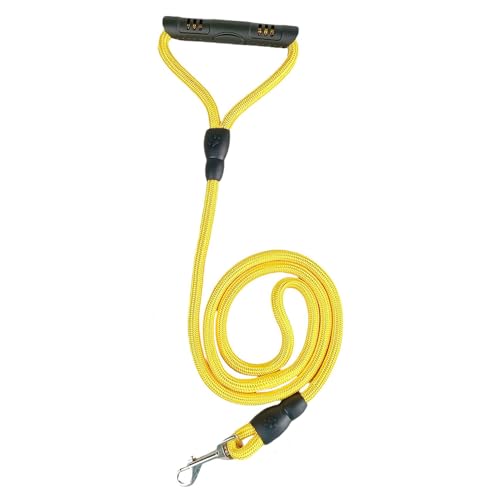 My Pet & Me - Dog Leash for Large & Medium Dogs - Durable Training Leash with Soft Padded Handle - Strong Pet Leashes for Walking, Running & Outdoor Activities (Yellow, Large)