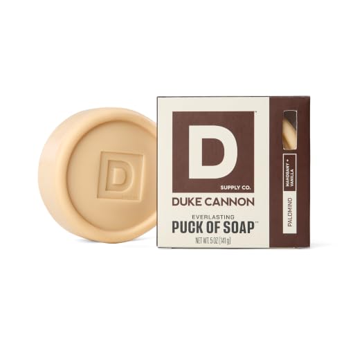 Duke Cannon Supply Co. Palomino Mens Soap Puck - 5 oz - Mahogany + Vanilla Scent - Disc-Shaped Triple-Milled Mens Bar Soap - Hydrating & Deep-Cleansing Bath Bar