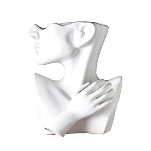 GYJ Tête Humaine créative rétro Pot de Fleur Plante en céramique, Portrait Simple Ornements charnu Nordique Visage Vase planteur Pot de Ciment pour la décoration de Salon