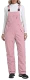 DAFENGEA Women's Ski Snow Bibs Adjustable Straps Overalls,LightPink,S
