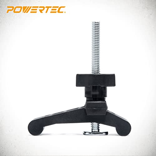Image of POWERTEC 8PK T-Track Hold Down Clamp with 3-1 /2 inch T Track Bolts for CNC Machine, Table Saw Sled, Drill Press, Work Bench, T Track Accessories for woodworking (71661-P4)