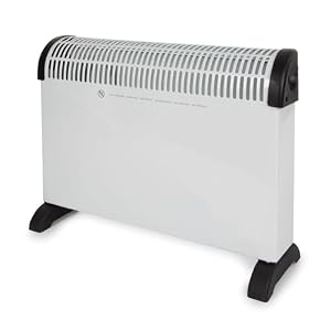 Perel Konvektorheizung 2000W, elektrischer Konvektor mit 3 Heizstufen, Thermostat, IP20 Überhitzungsschutz, freistehend oder Wandmontage für Räume bis 60 m³