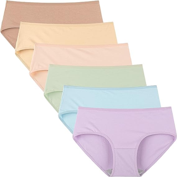 Image of Womens Underwear Cotton Hipster Panties Mid Rise Regular & Plus Size (S to 3XL) (Pack of 6) (Multicolour)
