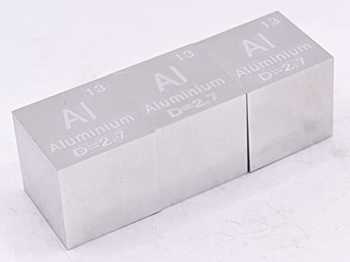 Image of 1 inch 25.4mm Aluminium Metal Cube Al up to 99.9% Pure Periodic Table Element Engraved Density Collection Science Education Display Block Cube + Acrylic Case Box - 1PC